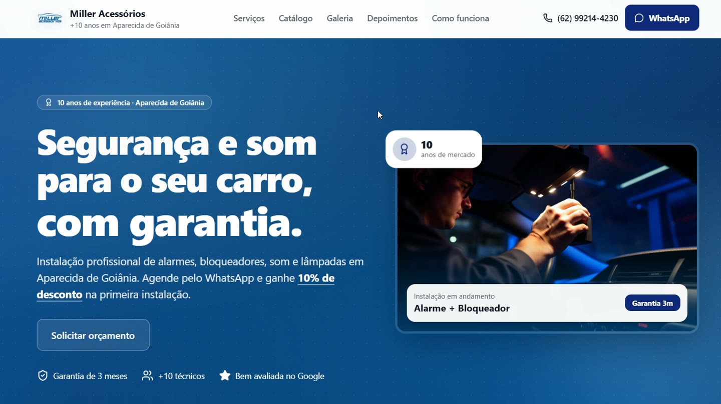 Site da Miller Acessórios